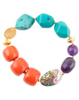 Keleidoscope Multistone Chunky Golden Bracelet
