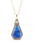 Blue Lapis Golden Elongated Pendant Necklace