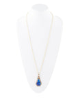 Blue Lapis Golden Elongated Pendant Necklace