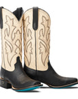 Classic Square Boot - Jet Black and Pale Ivory