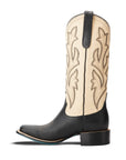 Classic Square Boot - Jet Black and Pale Ivory