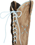 Reverie Knee High Corset - Latte Suede and Powder Blue