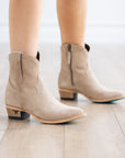 Plain Jane Bootie - Latte Suede