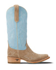 Saratoga Square Boot - Latte Suede and Powder Blue