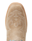 Saratoga Square Boot - Latte Suede and Powder Blue