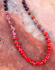 Le Rouge Red Magnesite Multi-Stone Long Necklace