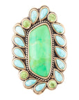 Legacy Lime Green and Blue Turquoise Golden Statement Ring
