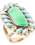 Legacy Lime Green and Blue Turquoise Golden Statement Ring