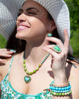 Legacy Lime Green and Blue Turquoise Golden Statement Ring
