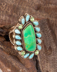 Legacy Lime Green and Blue Turquoise Golden Statement Ring