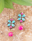 Legacy Pink Agate Golden Drop Earrings