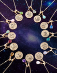 Libra - Zodiac White Moonstone Golden Charm Necklace