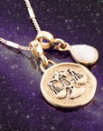 Libra - Zodiac White Moonstone Golden Charm Necklace
