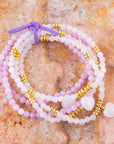 Lilac Jade Heart Charm Bracelet Set