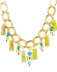 Lime Green Jasper Charm Golden Necklace