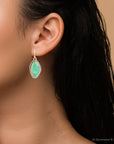 Lime Green Turquoise Golden Drop Earrings