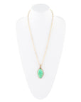 Lime Green Turquoise Boulder Golden Pendant Necklace