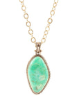 Lime Green Turquoise Boulder Golden Pendant Necklace
