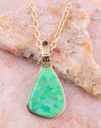 Lime Turquoise Golden Pendant Necklace