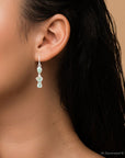 Linear Triple Stone Blue Turquoise and Sterling Silver Earrings