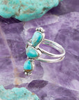 Linear Triple Stone Blue Turquoise and Sterling Silver Ring