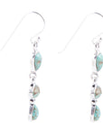 Linear Triple Stone Blue Turquoise and Sterling Silver Earrings