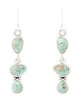 Linear Triple Stone Blue Turquoise and Sterling Silver Earrings
