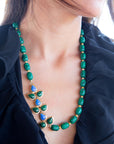 Linked Blue Lapis and Green Malachite Golden Necklace