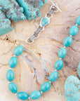 Linked Sterling Blue Turquoise Nugget Necklace