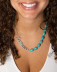 Linked Sterling Blue Turquoise Nugget Necklace