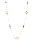 Long Delicate Lapis and Bronze Necklace