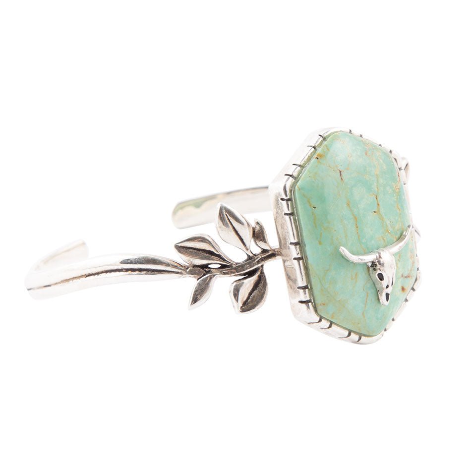 Longhorn Green Turquoise and Sterling Silver Cuff Bracelet