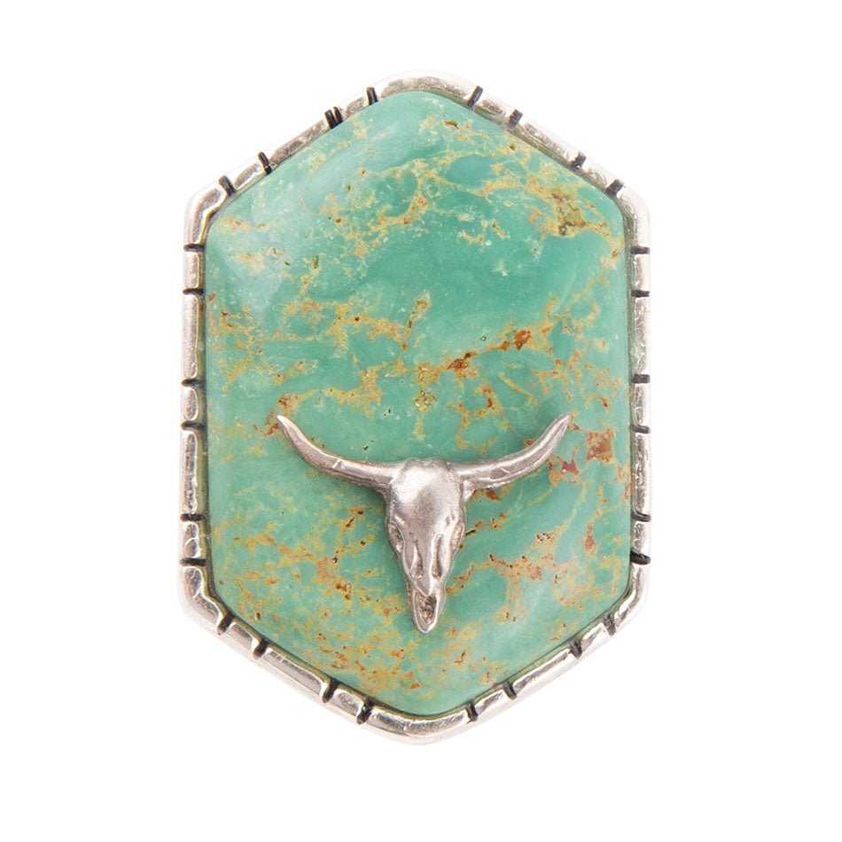 Longhorn Green Turquoise and Sterling Silver Ring