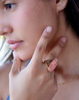 Lucent Orange Coral Golden Ring