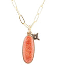 Lucent Orange Sponge Coral Pendant Golden Chain Necklace