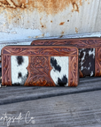 Lucille Cowhide Tooled Leather Wallet Wristlet