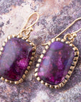 Luminous Purple Turquoise Golden Drop Earrings