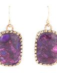 Luminous Purple Turquoise Golden Drop Earrings
