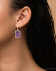 Luminous Purple Turquoise Golden Drop Earrings