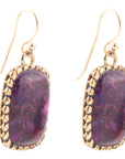 Luminous Purple Turquoise Golden Drop Earrings