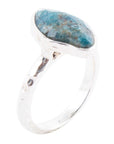 Luna Faceted Blue Apatite and Sterling Silver Hammered Ring