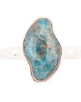 Luna Faceted Blue Apatite and Sterling Silver Hammered Ring