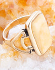 Luster Yellow Agate Golden Statement Ring