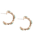 Luxurious Blue Turquoise Golden Hoop Earrings