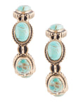 Luxurious Blue Turquoise Golden Hoop Earrings