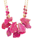 Pink Magenta Dreams Jasper and Goldtone Statement Necklace