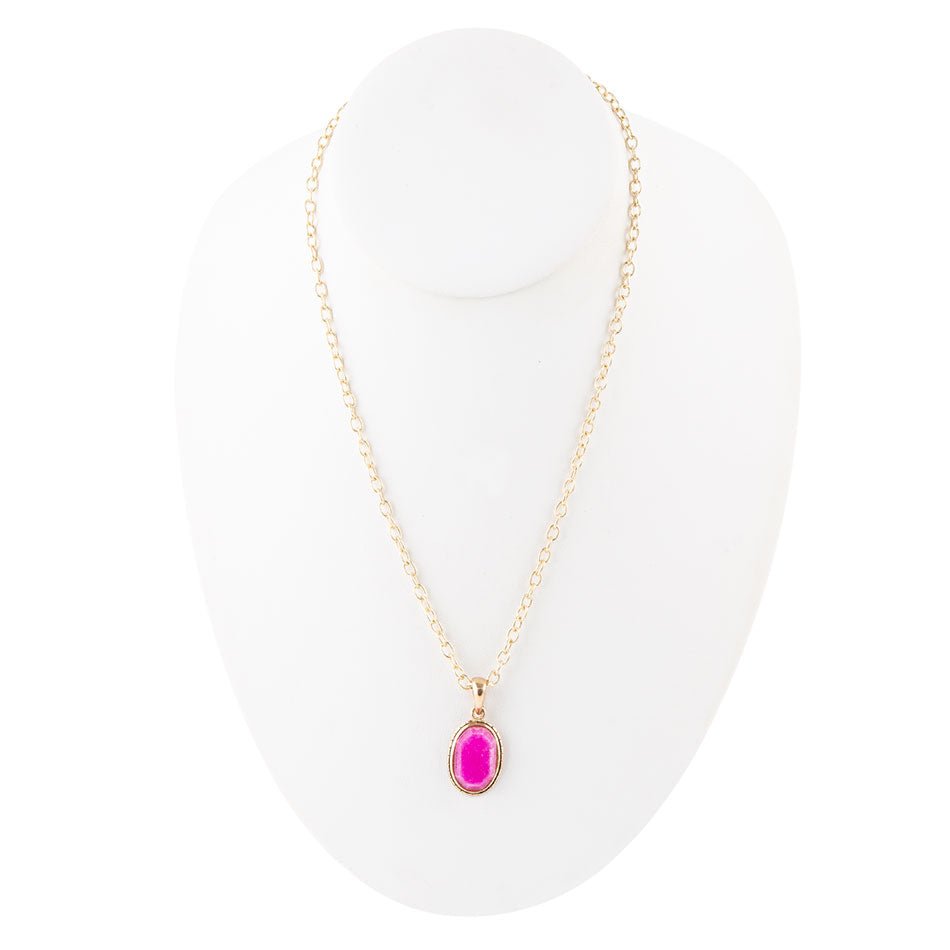 Magenta Quartz and Bronze Necklace