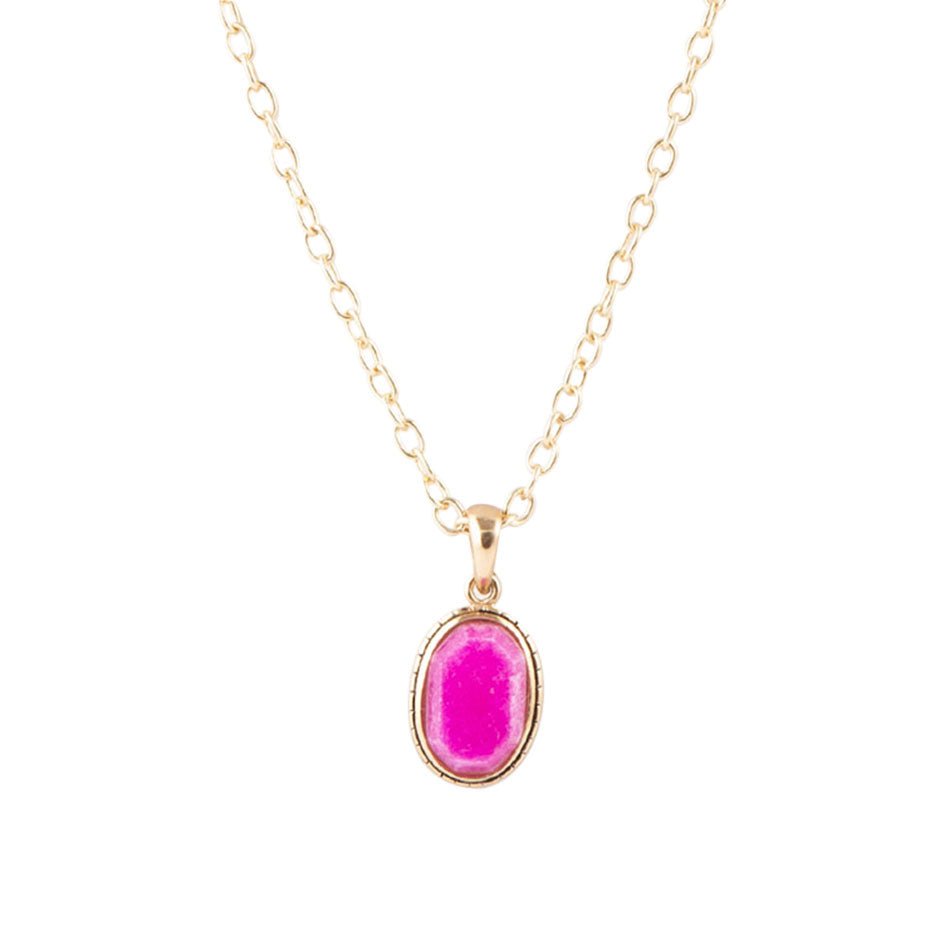 Magenta Quartz and Bronze Necklace