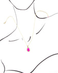 Magenta Quartz and Bronze Necklace