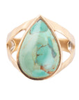 Maisy Blue Turquoise Golden Teardrop Ring